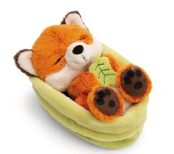 Soft toy fox with leaf 12cm in green basket NICI GREEN