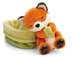 Soft toy fox with leaf 12cm in green basket NICI GREEN