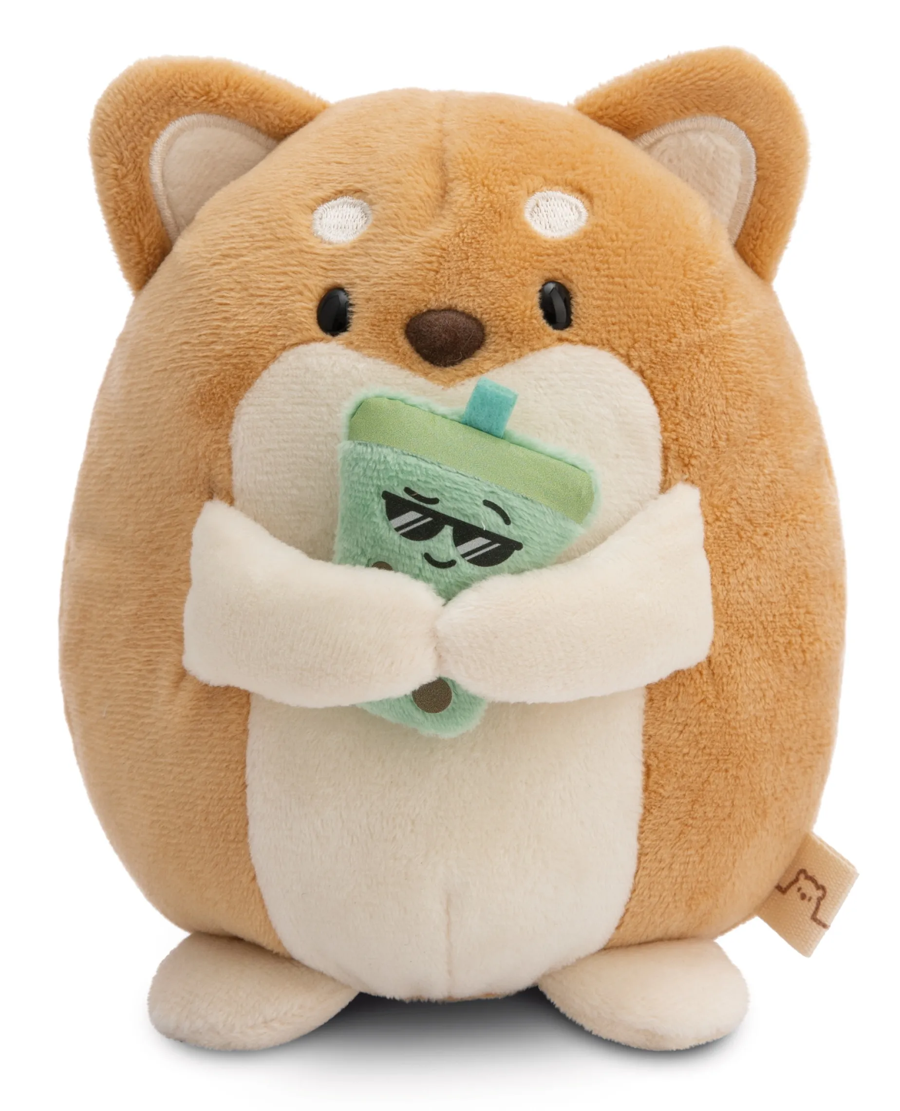 Soft toy mymochi Dog Hiro 16cm with bubble tea in gift box