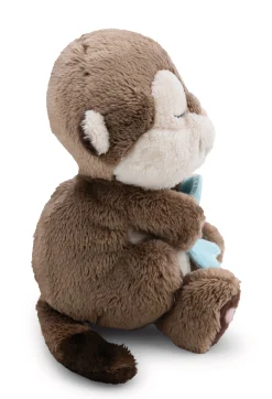 Soft toy otter with fish 12cm in blue basket NICI GREEN