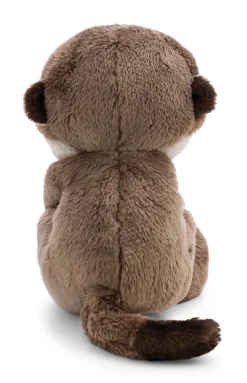 Soft toy otter with fish 12cm in blue basket NICI GREEN