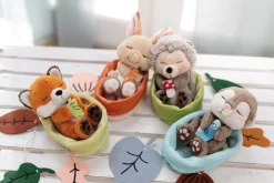 Soft toy otter with fish 12cm in blue basket NICI GREEN