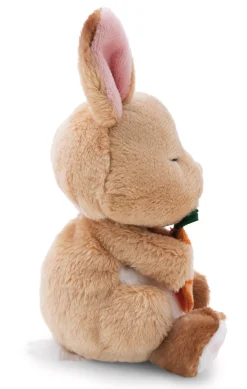 Soft toy rabbit with carrot 12cm in peach basket NICI GREEN