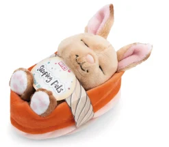 Soft toy rabbit with carrot 12cm in peach basket NICI GREEN