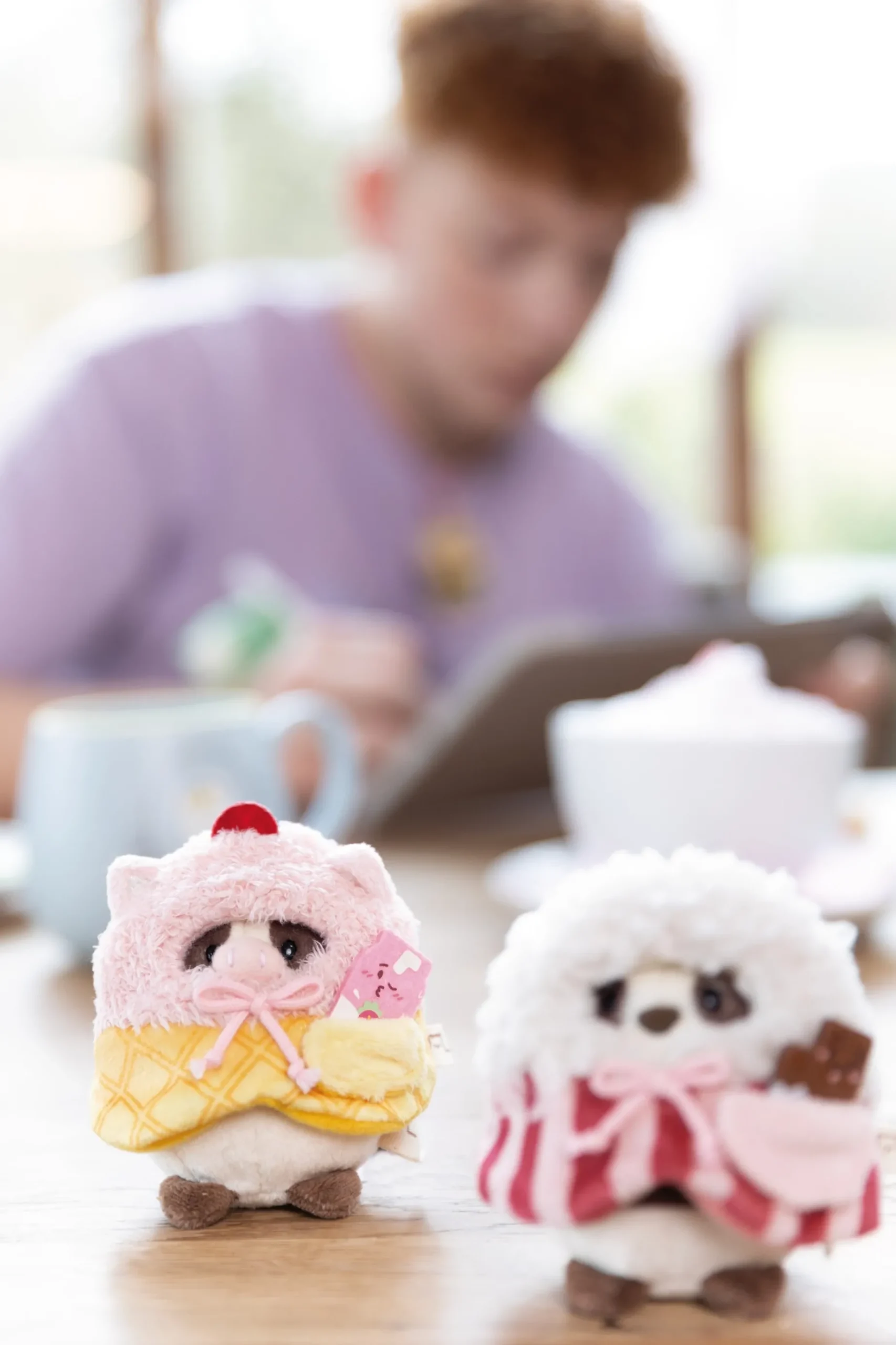 Soft Toy Set Cow Moona with milk-shake and soft ice cream costume in gift box