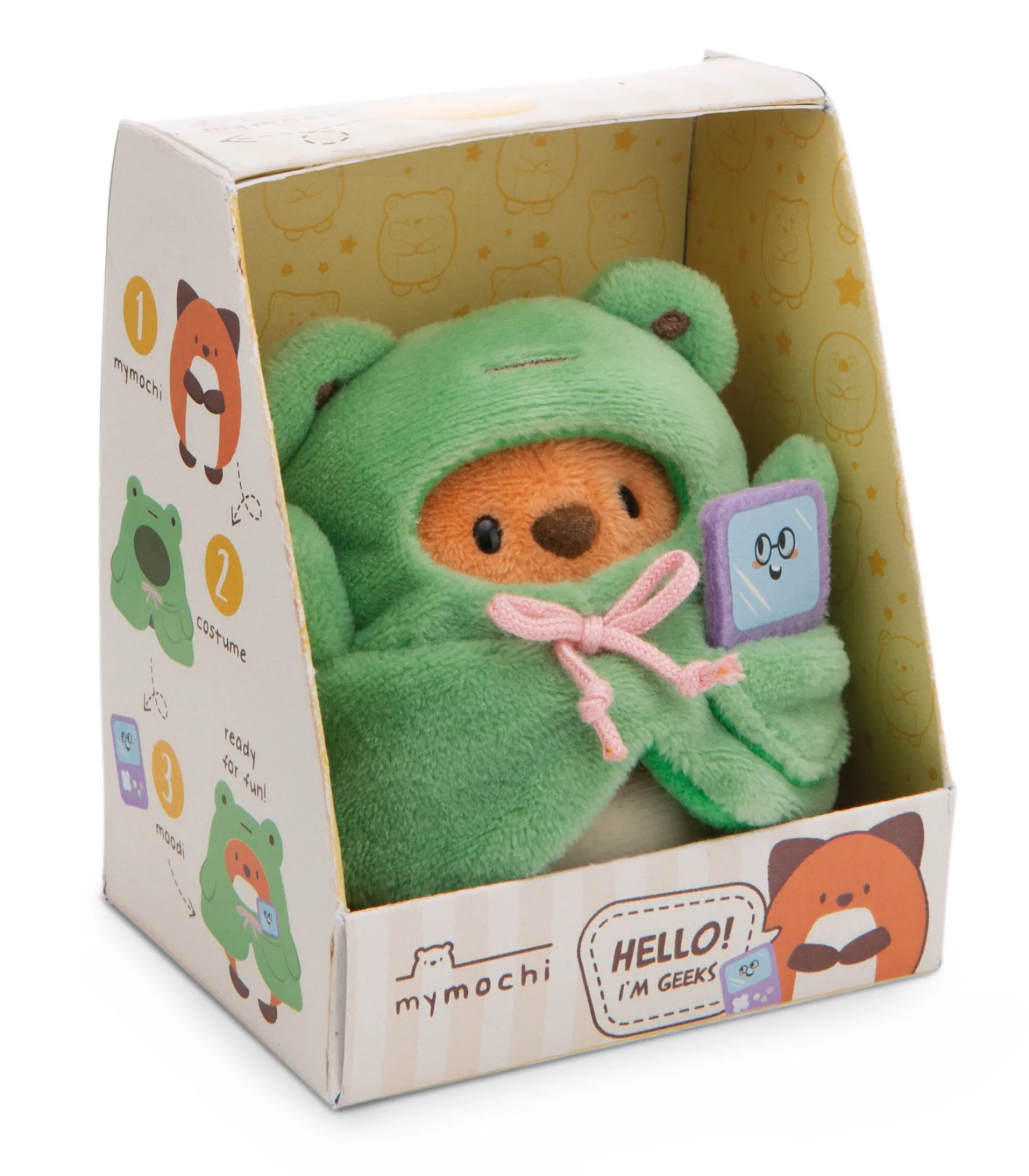 Soft toy Set mymochi Fox Geeks with video game and frog costume