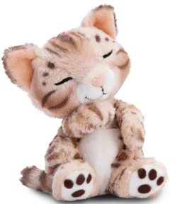 Soft Toy Sleeping Pets Bengal Cat 12cm in light green basket NICI GREEN