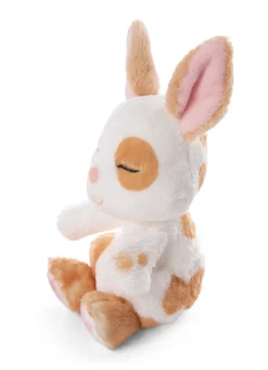 Soft Toy Sleeping Pets Bunny caramel dotted 12cm in peach basket