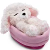 Soft Toy Sleeping Pets white poodle 12cm in mallow basket NICI GREEN