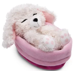 Soft Toy Sleeping Pets white poodle 12cm in mallow basket NICI GREEN