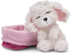 Soft Toy Sleeping Pets white poodle 12cm in mallow basket NICI GREEN