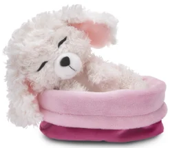 Soft Toy Sleeping Pets white poodle 12cm in mallow basket NICI GREEN