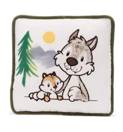 Square Cushion Wolf Winny & Chipmunk Jojo NICI GREEN