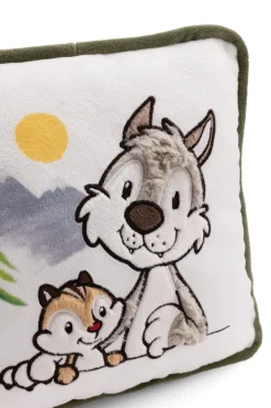 Square Cushion Wolf Winny & Chipmunk Jojo NICI GREEN