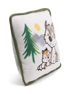 Square Cushion Wolf Winny & Chipmunk Jojo NICI GREEN